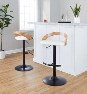 English Elm Adjustable Swivel Barstools Set of 3 Chrome Base Natural Wood Green Fabric Seat Black,White B202S02027