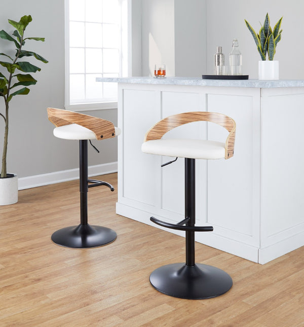English Elm Adjustable Swivel Barstools Set of 3 Chrome Base Natural Wood Green Fabric Seat Black,White B202S02027