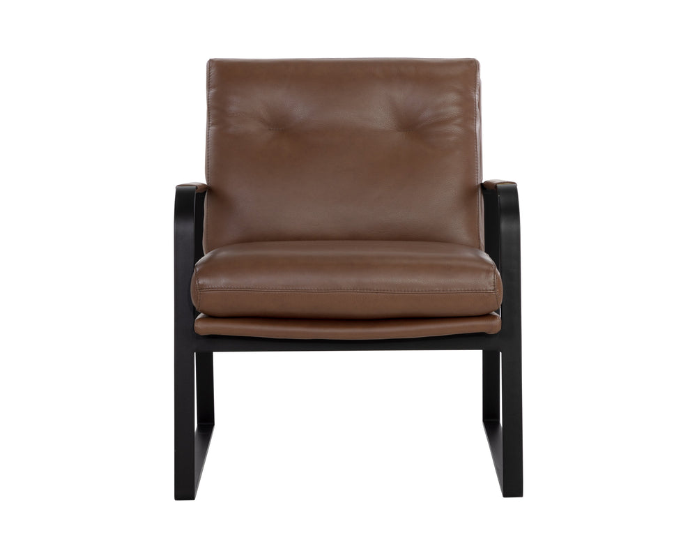 Sunpan Sterling Mid-Century Modern Lounge Chair - Luxurious Italian Leather & Industrial Design Comfort Missouri Mahogany Leather