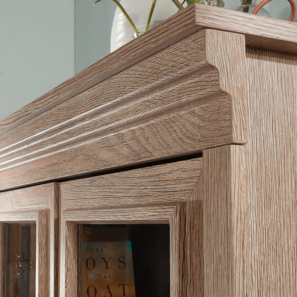 English Elm Library Hutch - Versatile Brown Finish Storage Solution With Cord Management For Any Room Decor B356P367908
