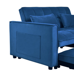English Elm 3 in 1 Convertible Sleeper Sofa Bed Velvet Loveseat Futon with Pull-Out Bed, Pockets, Adjustable Back W2121P218083