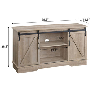 English Elm Oak Modern TV Stand with 2 Sliding Barn Doors, Cable Management, Wide Storage for TVs up to 65" B062P182853