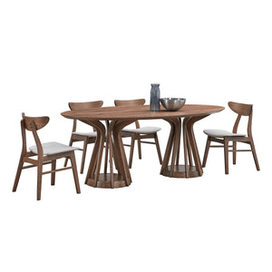 English Elm 78.74 Inch Modern Ellipse Dining Table with Sturdy Pedestal Base, MDF Top & Rubberwood Legs, Sleek Restaurant-Quality Design Walnut W2582S00085