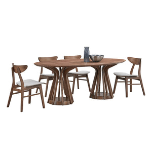 English Elm (1 Table+6 Chairs) 78.74 Inch Modern Dining Table Set Of 7 Piece s,Wooden Table and Chairs For Living Room,Large Kitchen Set Oval Table For Restaurant,Walnut