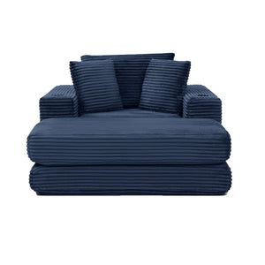 English Elm 52.4'' Boneless Foam Chaise Lounge Convertible Corduroy Sofa Bed for Living Room Blue W1117P410670