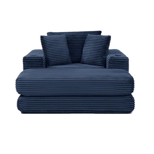 English Elm 52.4'' Boneless Foam Chaise Lounge Convertible Corduroy Sofa Bed for Living Room Blue W1117P410670