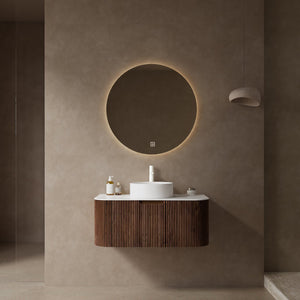 English Elm Dina 36" Modern Floating Bathroom Vanity With Sleek White Ceramic Sink & Dark Walnut Storage Cabinet W2615S00086