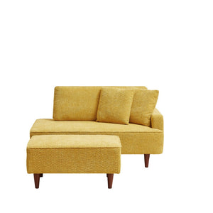 English Elm Indoor Boucle Chaise Lounge with Detachable Ottoman Convertible Daybed Bedroom Reading Nook Yellow W5515P438711