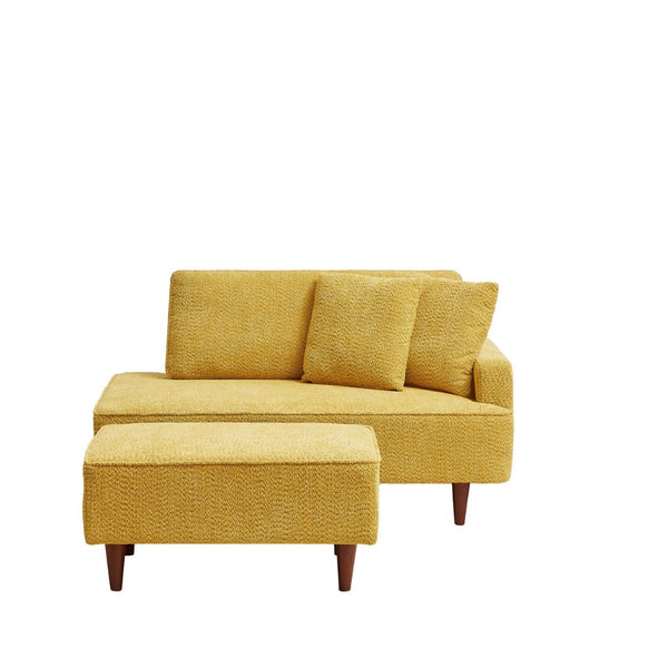 English Elm Indoor Boucle Chaise Lounge with Detachable Ottoman Convertible Daybed Bedroom Reading Nook Yellow W5515P438711