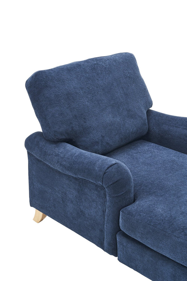 English Elm Modern Mid-Century Oversized Chaise Lounger Sofa Bed with Solid Wood Legs, Deep Seat Comfort Sleeper Blue W2363S00067