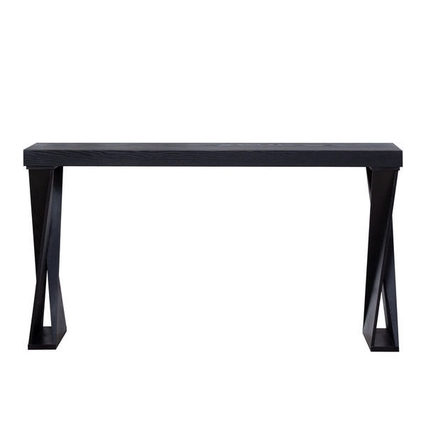English Elm Modern 58.3" Console Table – Slim 11.8" Depth Black Manufactured Wood Sofa Table with Cross Legs, Stylish Entryway Accent for Hallway, Living Room, Office W2729P239170