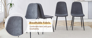 English Elm Table and Chair Set Sunburst Mdf Round Dining for Six with Dual Shelf Black Metal Legs W1151S03850