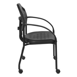 OSP Home Furnishings Guest Chair with Urethane Shell Lumbar Support and Casters for Office Reception Areas KH81392