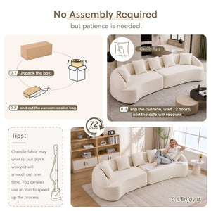 English Elm Compression Foam Curved Sectional Chenille Sleeper Sofa for Modern Living Rooms W2231S00052
