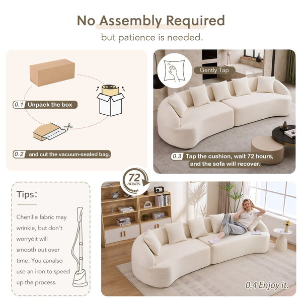 English Elm Compression Foam Curved Sectional Chenille Sleeper Sofa for Modern Living Rooms W2231S00052