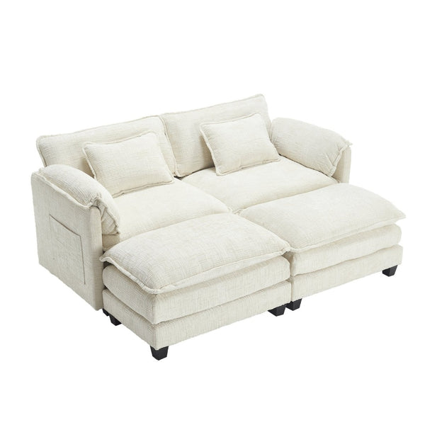 English Elm United Cozy Two-Seat Chenille Sofa With Detachable Armrests, Footstools, And Side Pockets For Comfort P2 W1568S00137-GIGA