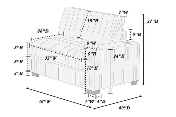 English Elm Contemporary Six Piece Modular Sectional in Jumbo Corduroy with Usb Port and Cup Holders B011S02234