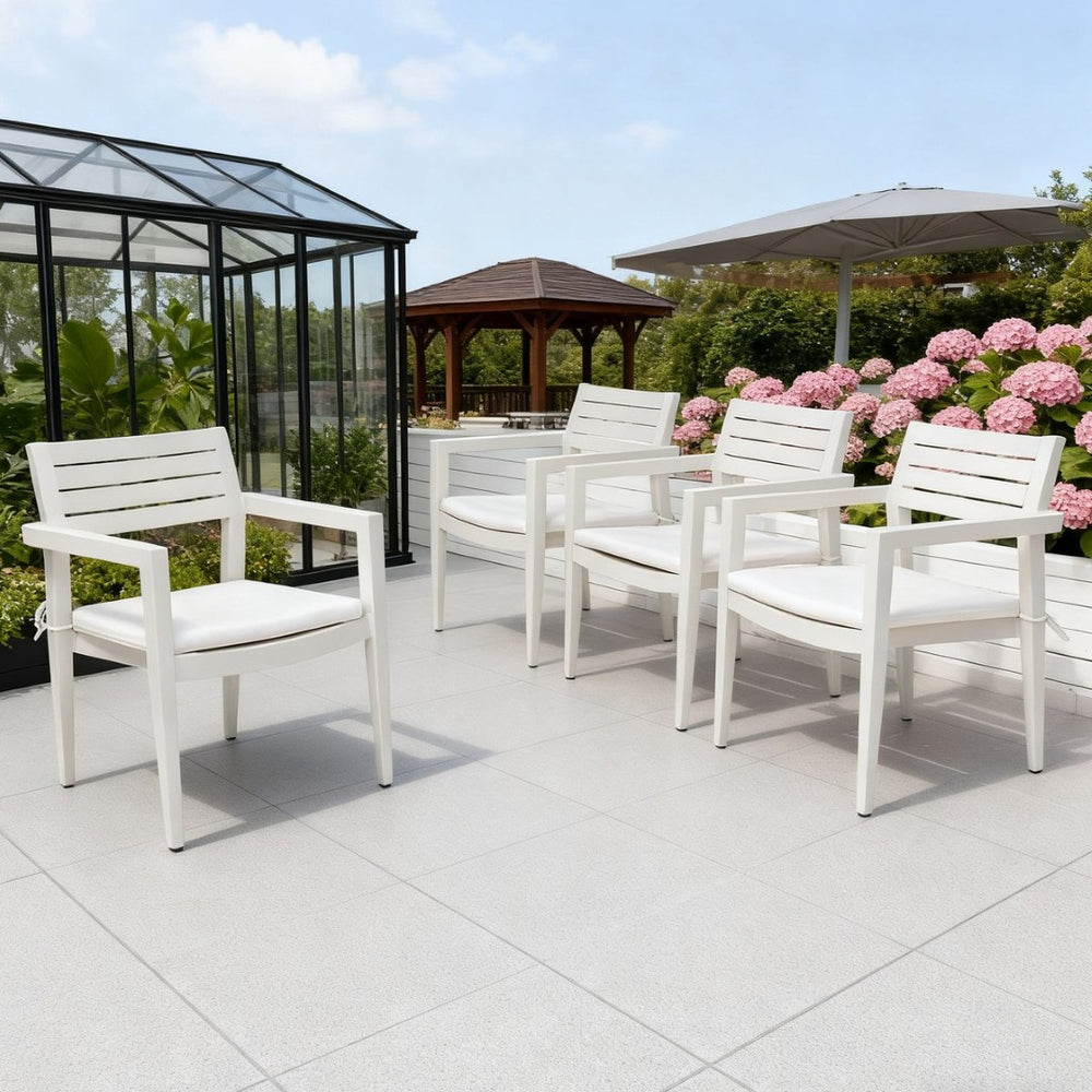 English Elm Outdoor Aluminum Dining Chairs Set Of 4 - Stylish, Stackable, All-Weather With Sunbrella Cushions W1886P163409-GIGA