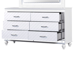 English Elm Livorno Embossed Silver Champagne Chest with Felt-Lined Top Drawer, Dovetail Full-Extension Drawers, Mirror Trim Accents Silver+White 37 L x 65 W x 20 H B078P286325