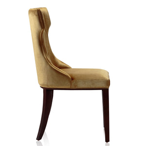 English Elm Reine Solid Beech Wood Upholstered Dining Chair with Diamond Stitching, Velvet-Look Luxury, 300lb Capacity Antique Gold B365P397825