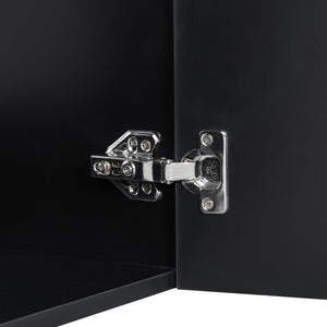 English Elm 20 Modern Wall-Mounted Bathroom Vanity with Ceramic Sink, Diamond Door, Gold Handles & Shelves — Compact Black N725P314033B