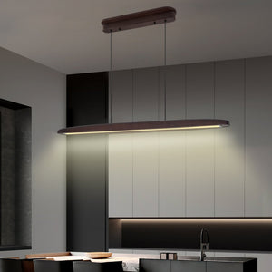 English Elm 51-inch Walnut Wood Linear Led Pendant Tunable Warm Light for Dining or Kitchen W1340P264187