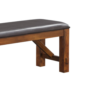 English Elm 60" 60-inch Bench Upholstered Espresso PU Cushion Rubberwood Legs Walnut Finish Dining Seat Bench B2741P331532