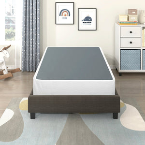 English Elm Twin Metal Mattress Foundation with Textured White Cover, 350lb Capacity, 38" x 74" x 8.5"H Support Frame B011P197734