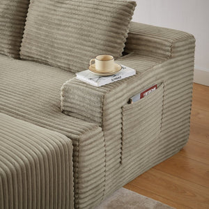 English Elm U-shaped Cloud Sectional Corduroy Deep Seat Modular Sofa for Living Room Lounge W2339S00110