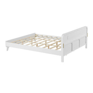 English Elm Pine Solid Wood Queen Platform Bed Matte Finish Tall Headboard No Box Spring White N770PQ291030K