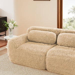 English Elm 114''soft Plush Modular Sectional Sofa with Cloud Cushions for Living Room Theater Light Khaki W714S01567