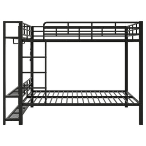 English Elm Full Size Metal Bunk Bed With Led Lighting, Storage Shelves & Hooks - Stylish Space Saver For Teens N7090000667B