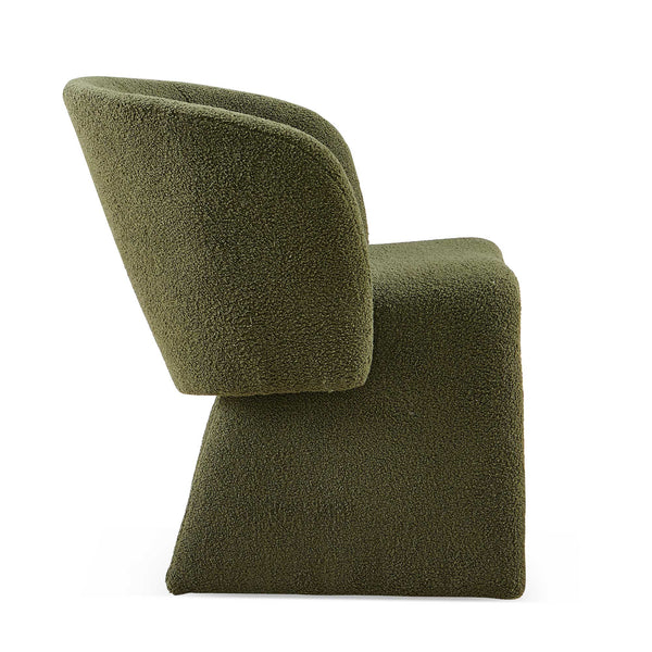 English Elm Modern Boucle Accent Chair Upholstered Single Sofa Side Chair Cozy Comfy Lounge Seat for Living Room, Bedroom, Office, Corner — Elegant Minimalist Design (21.86x24.22x22.45) Green W1164S00020