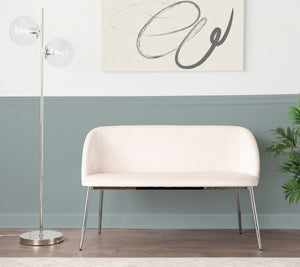 English Elm Bench Velvet Upholstered Glam Seating with Chrome Legs for Bedroom or Entryway B202P471366