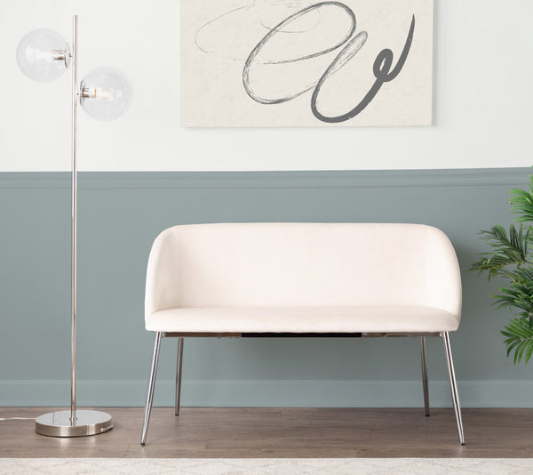 English Elm Bench Velvet Upholstered Glam Seating with Chrome Legs for Bedroom or Entryway B202P471366