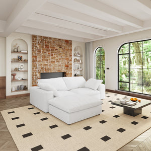 English Elm Cloud Modular Sectional Sofa - Luxurious Down-Filled 2-Seater With Ottoman, Washable Covers, Versatile Design W2824S00012