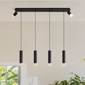 English Elm Angelina 6-Light Matte Black Pendant - Modern Kitchen Island Fixture For Stylish Task Lighting T3177P283998