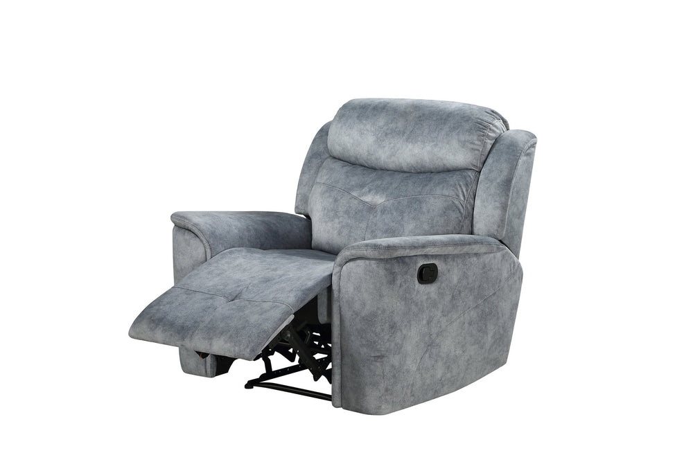 English Elm Mariana Silver Gray Fabric Recliner Chair with Glider, Pocket Coil Seat, Pillow-Top Arms & Cenro Mechanism B2726P250940