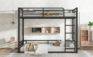 English Elm Metal Full-Over-Full Bunk Bed Frame - Heavy-Duty, Noise-Reduced Design For Kids And Adults In Black W1580S00158
