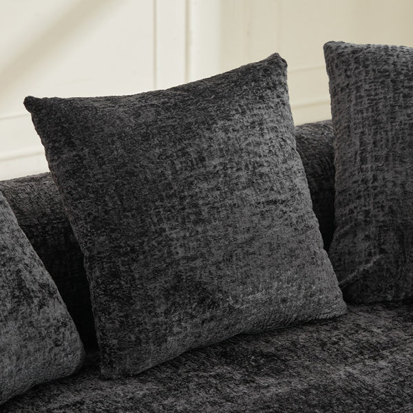 English Elm Curved Chenille Loveseat with Memory Foam Seating and Three Pillows for Compact Spaces Black W2915P324464