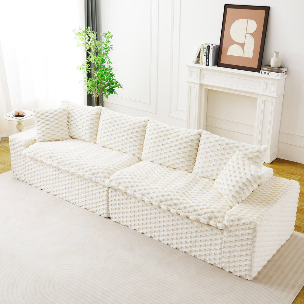 English Elm Luxury Turtle Velvet Multifunctional Sofa - Modular 4-Seater White/Green/Black/Pink, 400lb Capacity, Cozy Stylish Living Room Statement Piece W3371S00039