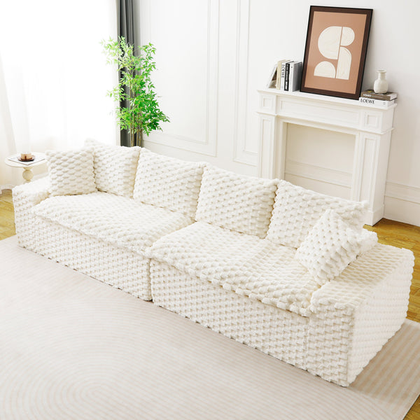 English Elm Luxury Turtle Velvet Multifunctional Sofa - Modular 4-Seater White/Green/Black/Pink, 400lb Capacity, Cozy Stylish Living Room Statement Piece W3371S00039