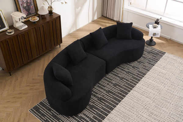 English Elm Compression Compression Sponge Sofa Curved Modular Sectional with 30D High-Density Chenille Sleeper for Cozy Apartment Living Room Comfort and Safe Rounded Design Black W2231S00041