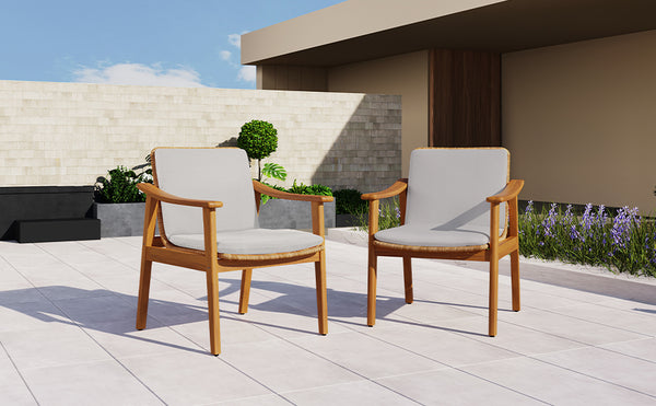 English Elm Christopher Knight Home® - Outdoor Dining Chairs Set of 2 with Acacia Wood Frame and Brown PE Wicker, Waterproof Cushions, 400lb Capacity Grey,Teak N779P280043G