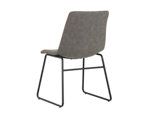 Sunpan Cal Dining Chair Set of 2 - Compact Mid-Century Design with Zigzag Stitch and Sleek Steel Frame Antique Grey