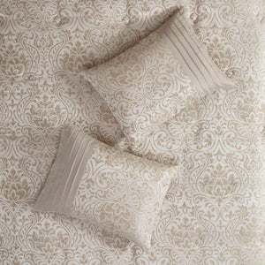 JLA Home Madison Park - 12 Jacquard Comforter Set 12-Piece Damask Bed-in-a-Bag with Metallic Accents, Sheets & Euro Shams MP10-7206