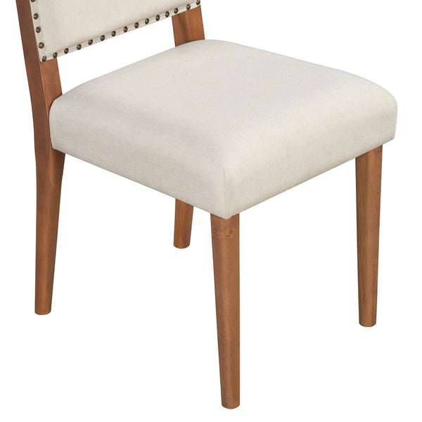 English Elm TREXM 5-Piece Round Dining Set for 4 — Minimalist Farmhouse Table with Upholstered Solid Wood Chairs Beige+Brown ST000148AAD