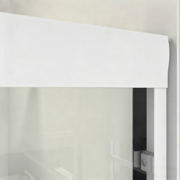 English Elm 56" Frameless Sliding Shower Door Tempered Glass Soft Close Matte Hardware Alcove Fit White W1920P385300