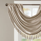 Madison Park Elena Traditional Faux Silk Waterfall Embellished Valance MP41-4952 Champagne