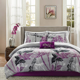 Madison Park Essentials Claremont Transitional 9 Piece Comforter Set with Cotton Bed Sheets MPE10-034 Purple